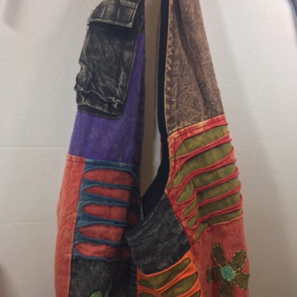 Rising International Cotton HOBO Tie Dyed Floral Shoulder Bag Nepal - Picture 9 of 14